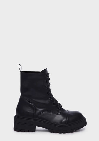 Noir Down For Fun Lace Up Boots