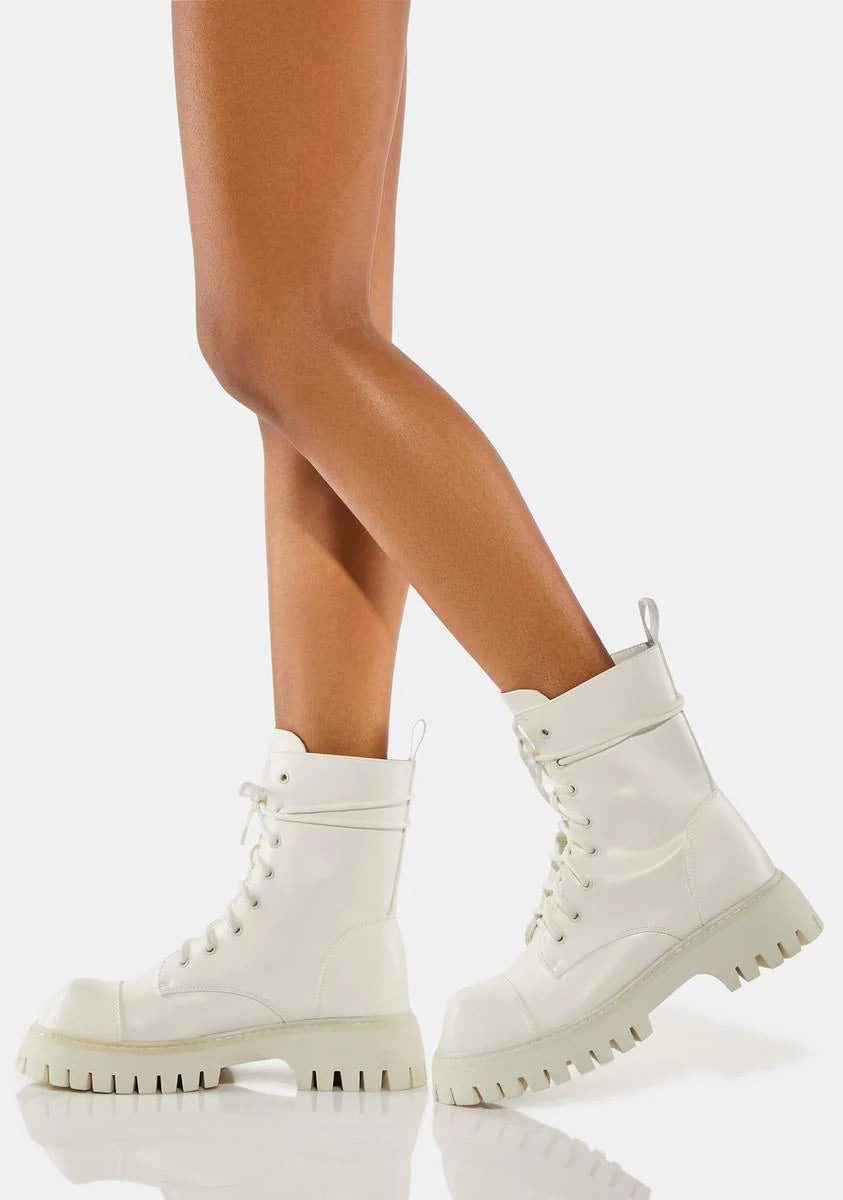 White Gimli Combat Boots