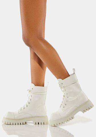 White Gimli Combat Boots