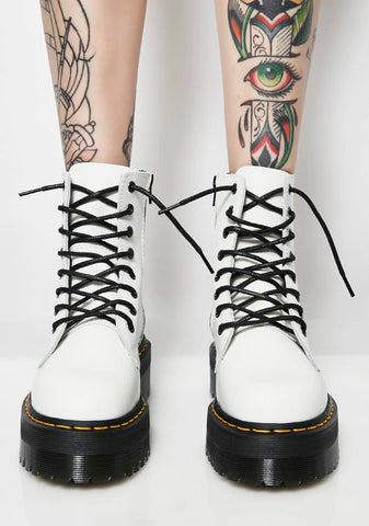 White Jadon 8 Eye Boots