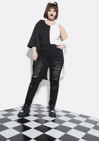 Her Famous Last Words Distressed Skinny Jeans