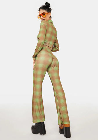 Checkered Flare Pants