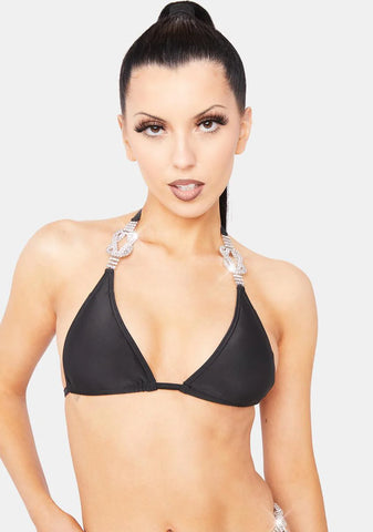 Rhinestone Micro Triangle Bikini Top