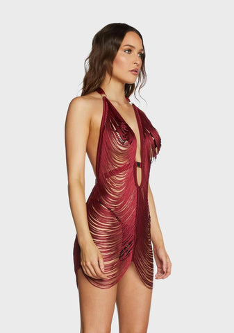 Ruby Fringe Benefits Sheer Slip Dress
