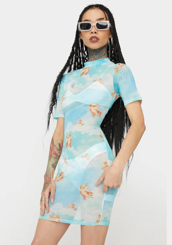 Sky Earn My Wings Mesh Dress