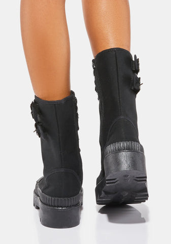 Noir Enough Of Love Combat Boots