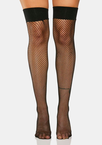 Late Good Rockin' Tonight Backseam Fishnet Tights