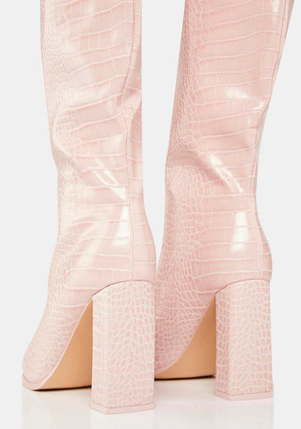 Baby Pink Posie Knee High Boots