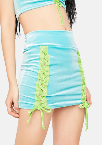 Sky Modern Angel Velour Mini Skirt