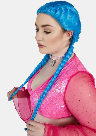 Electric Babe Braided Pigtail Wig