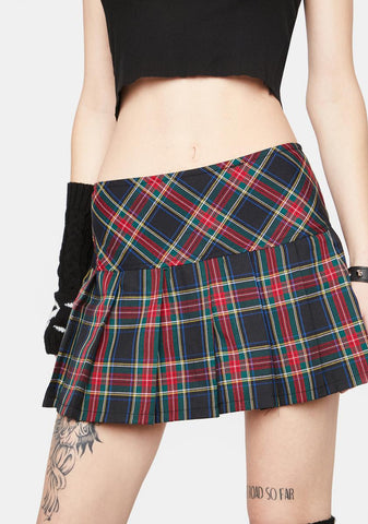 Pleated Plaid Mini Skirt
