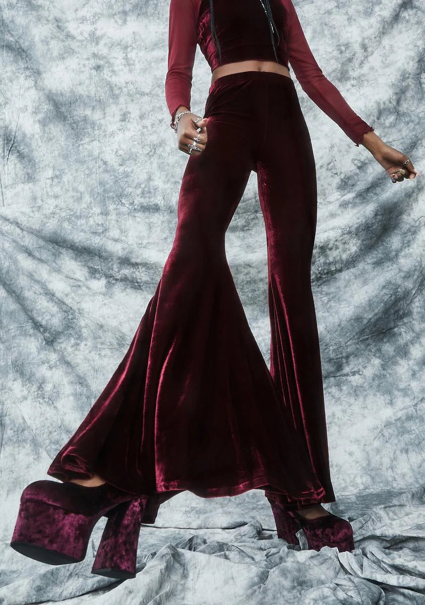 Swish And Flick Velvet Flare Pants