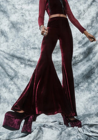 Swish And Flick Velvet Flare Pants