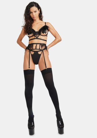 Ink Classy Rules Feather Lingerie Set