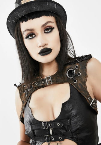 Lace-Up Back Shoulder Cape Top