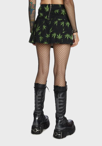 Grass Mary Chain Pleated Skirt
