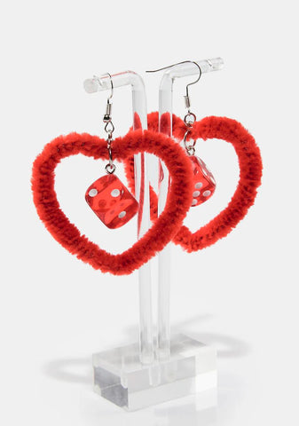 Two Of Hearts Fuzzy Earrings