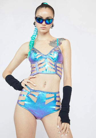 Aqua Skeletoria Cutout Shorts