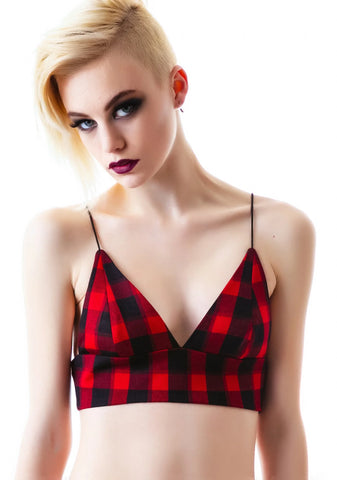Checkered Past Bra - Red