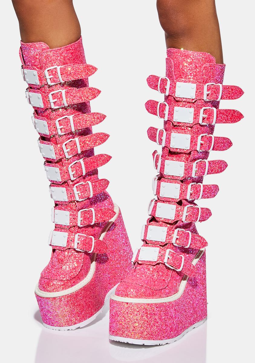 UV Pink Glitter Trinity Boots