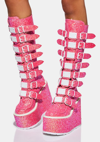 UV Pink Glitter Trinity Boots