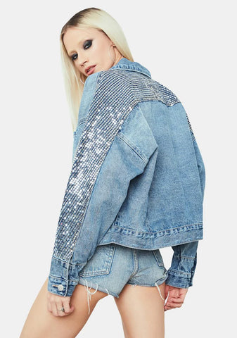Star Of The Show Sequin Denim Jacket