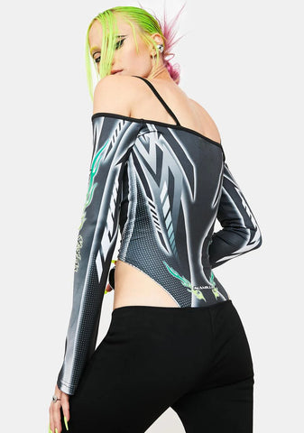 Pussy Power Off Shoulder Lycra Bodysuit