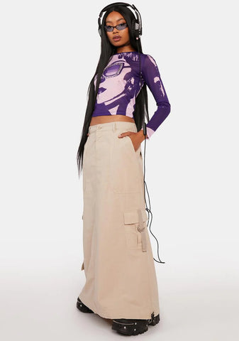 Aria Beige Cargo Maxi Skirt