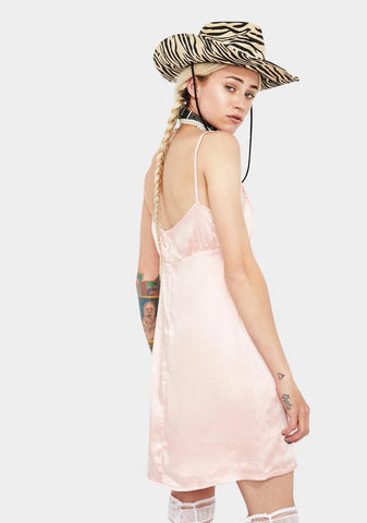 Satin Peach Dahlia Mini Dress