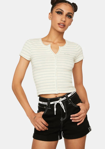 High Rise 5-Pocket Roll Cuff Shorts