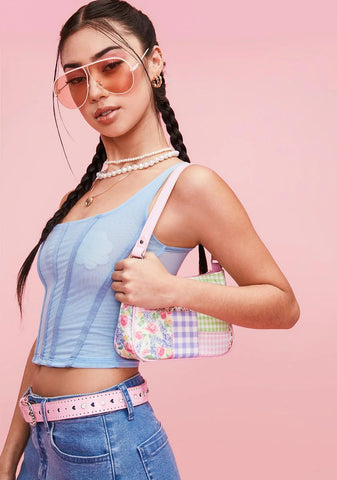 Sky Get Lucky Mesh Corset Top