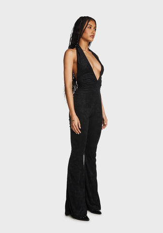 Terri Open Back Jumpsuit - Black