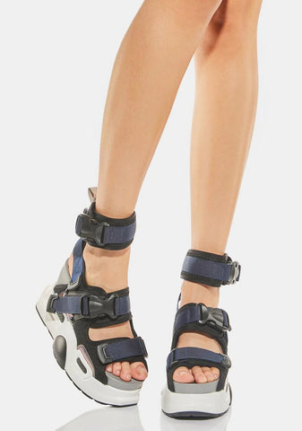 Black Grey Mulberry Platform Sandals