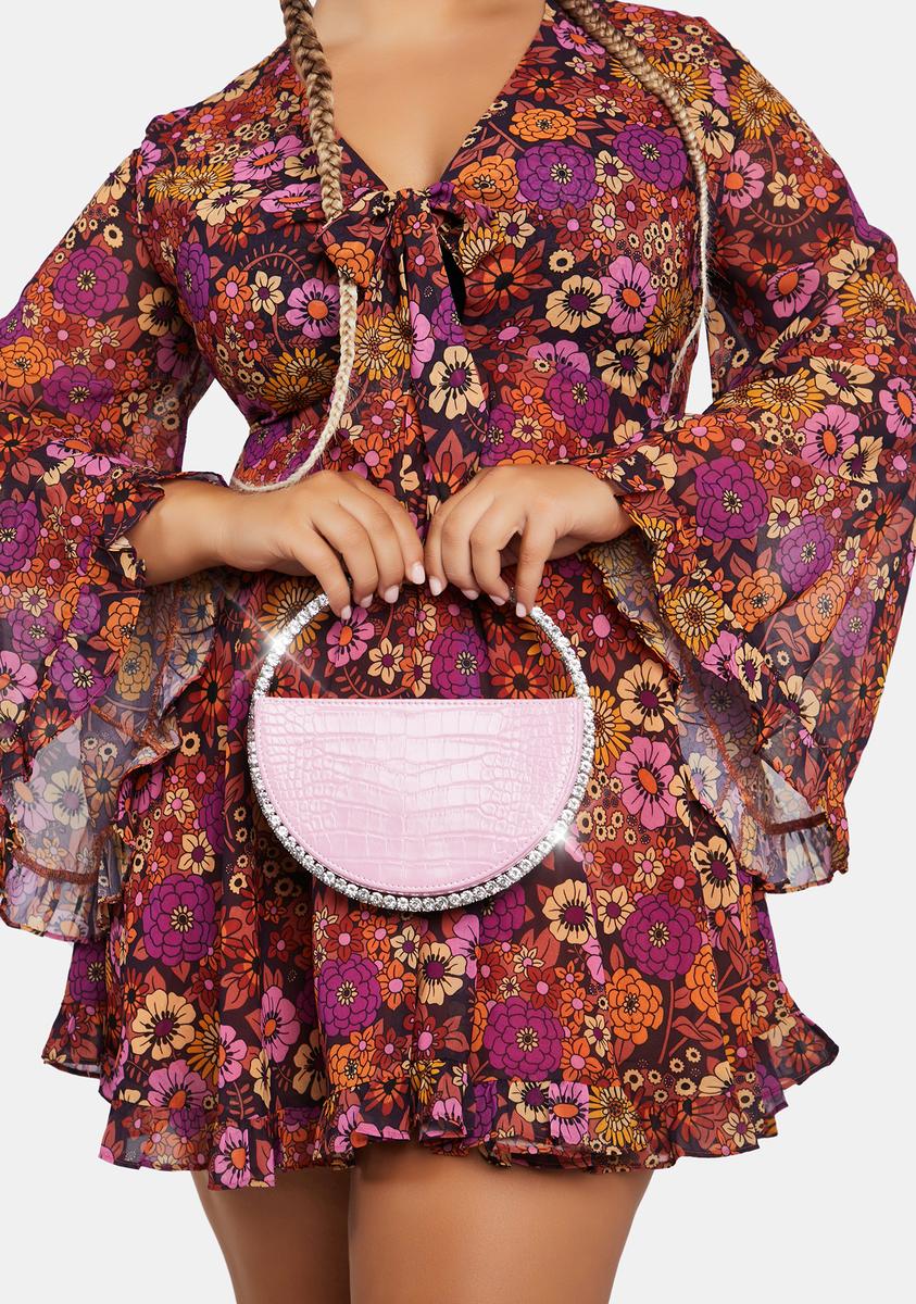 Pink The Alessia Circle Diamante Mini Handbag