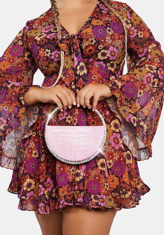Pink The Alessia Circle Diamante Mini Handbag