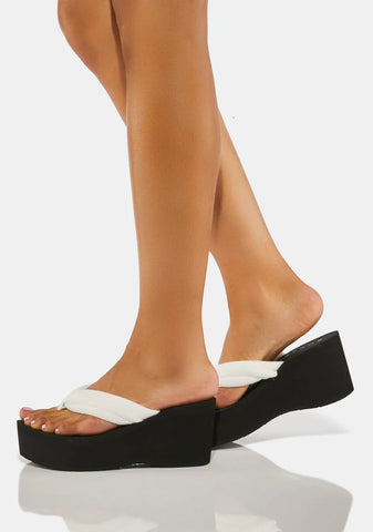 Crushpuff White Platform Flip Flops