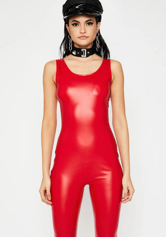 Cherry Hot Mess Coated Catsuit