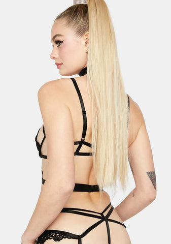 Embroidered Lace Strappy Underwire Lingerie Set