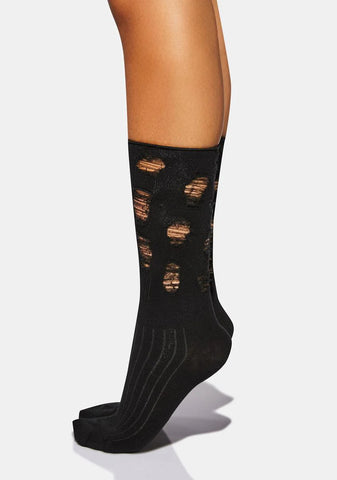 Atmosphere Black Distressed Crew Socks