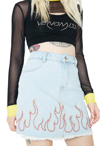 Wildfire Frayed Denim Skirt