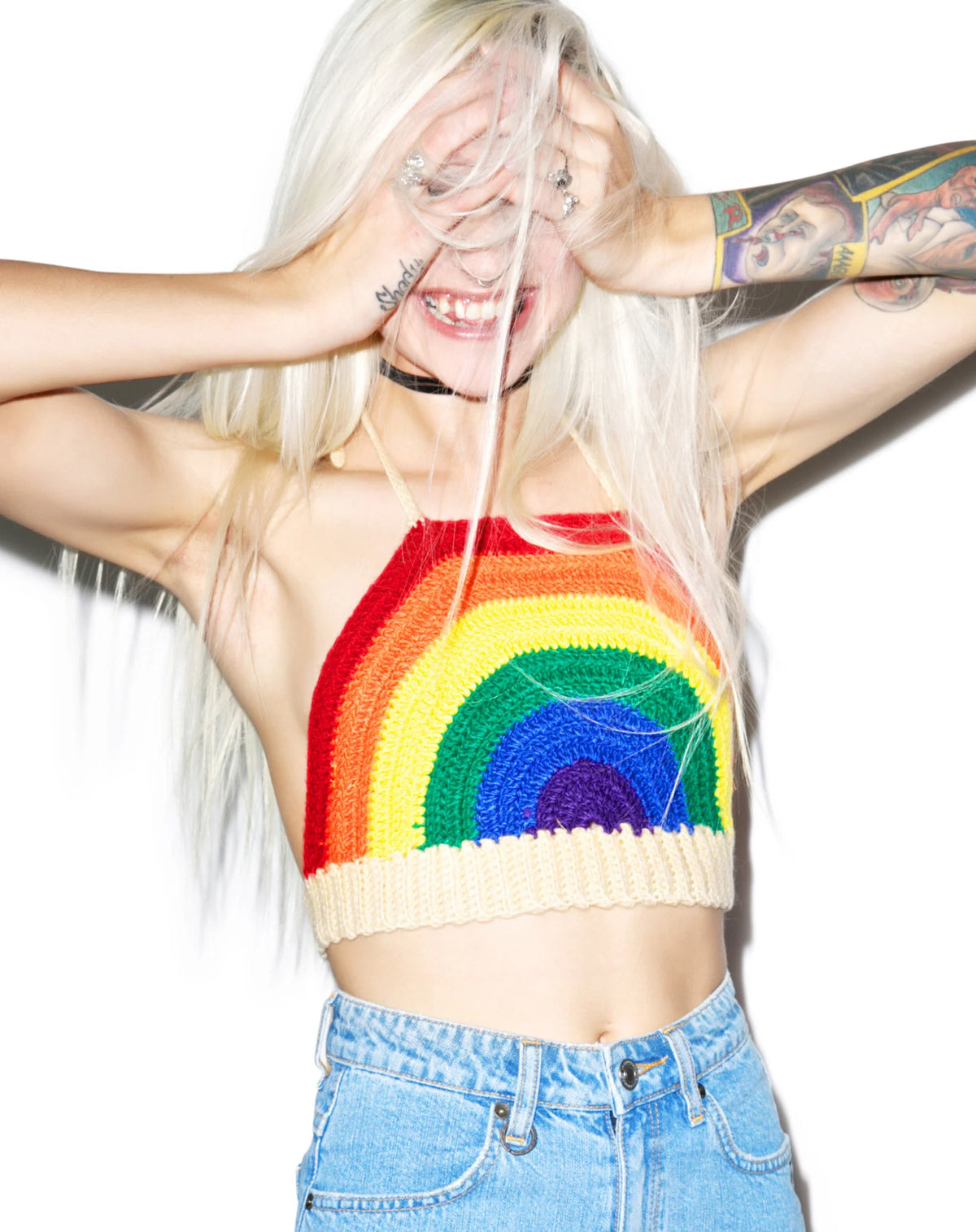 Over The Cray Cray-ola Rainbow Crop Top