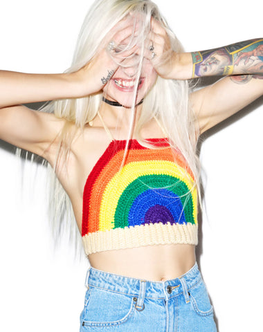 Over The Cray Cray-ola Rainbow Crop Top