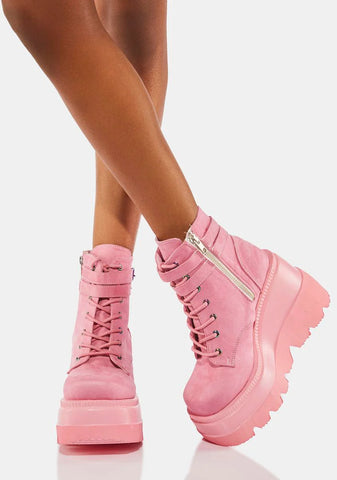 Pink Suede Technopagan Boots