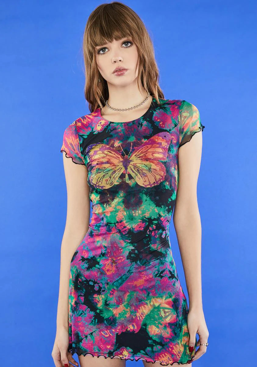 Social Butterfly Mesh Dress