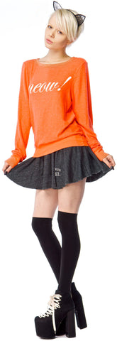 Meow! Baggy Beach Jumper - Black