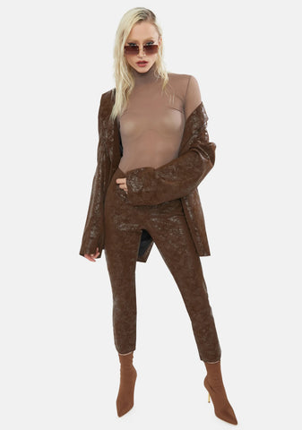 Dark Mink Mesh Turtleneck