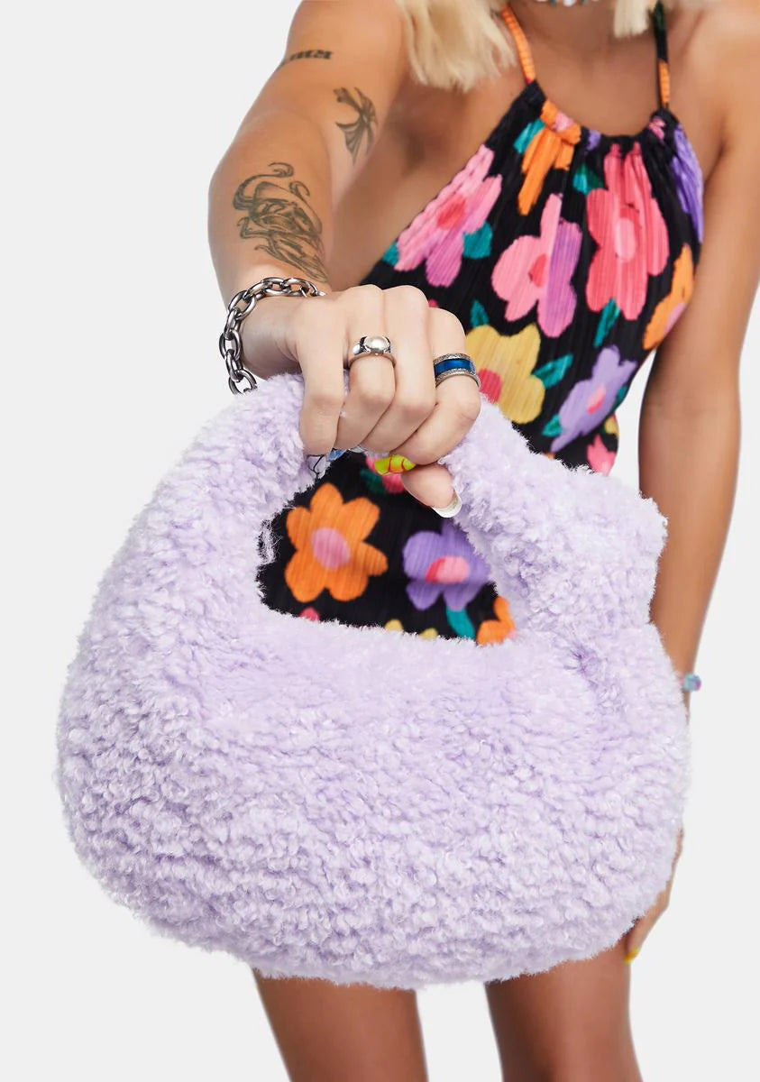 Lilac The Lyra Fluffy Mini Handbag