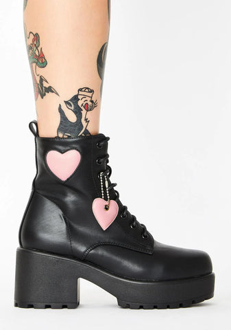 Pink Heart Gin Platform Boots