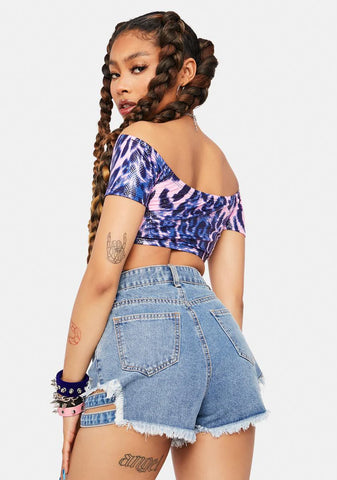 Deep Eyes On The Prize Denim Shorts