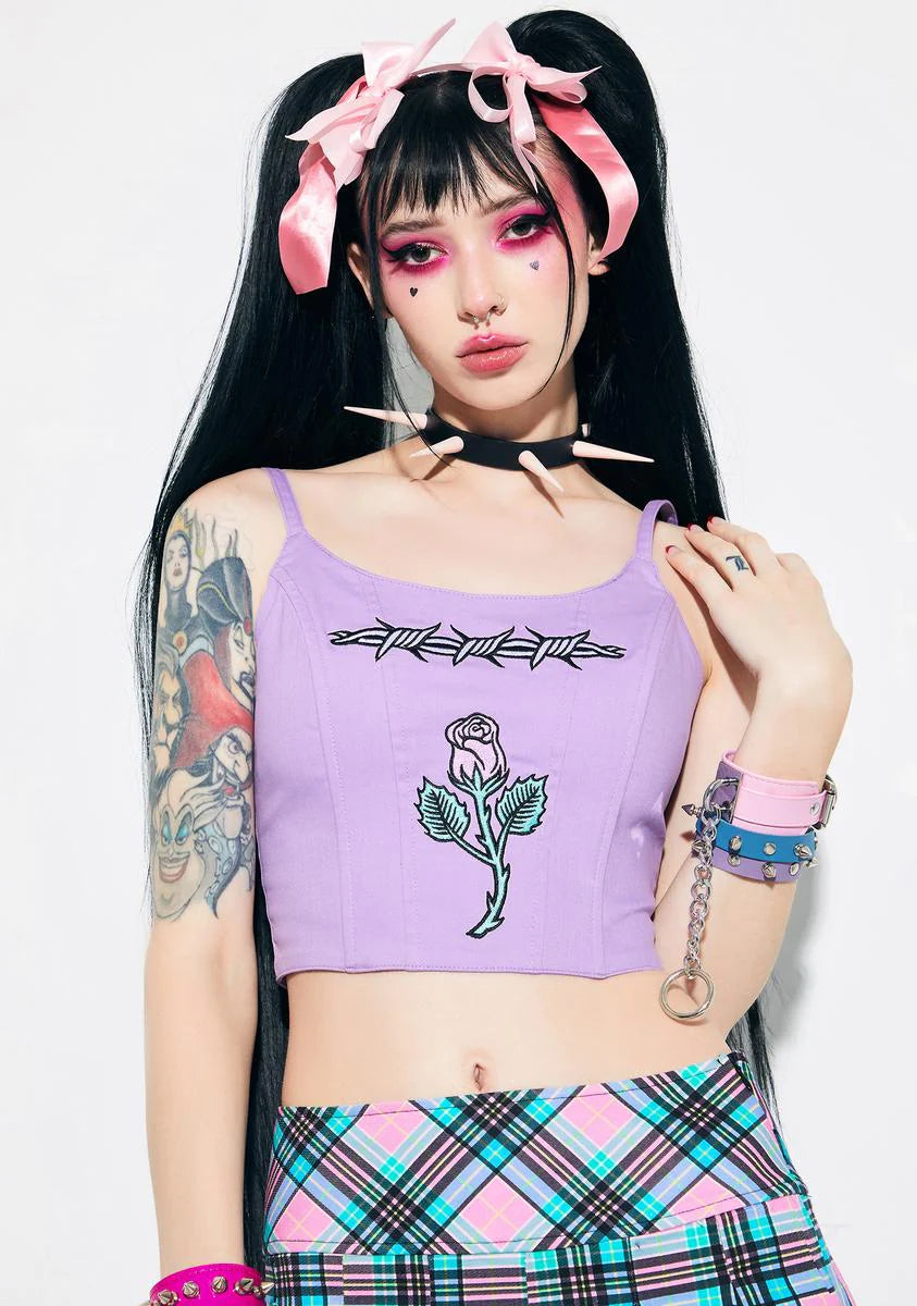 Tacks For Snacks Embroidered Corset Top